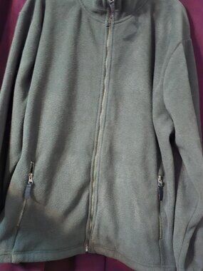 XL Lake‎ Matley Zipper Fleece un-lined Pocket Collar Sweater Jacket Green Unisex